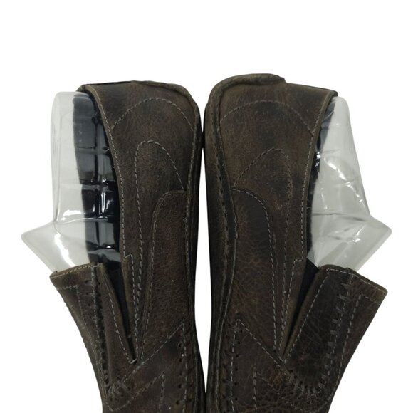 Bed Stu Distressed Leather Stitched Driving Mocs Mens 12 Gray Slip On Loafer - Picture 12 of 16